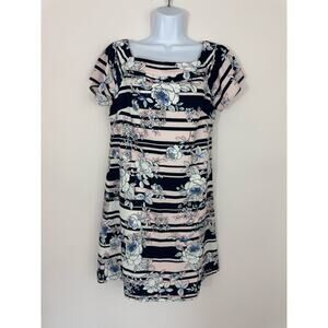 Jessica Simpson Floral Striped Short Sleeve Dress Size 14
